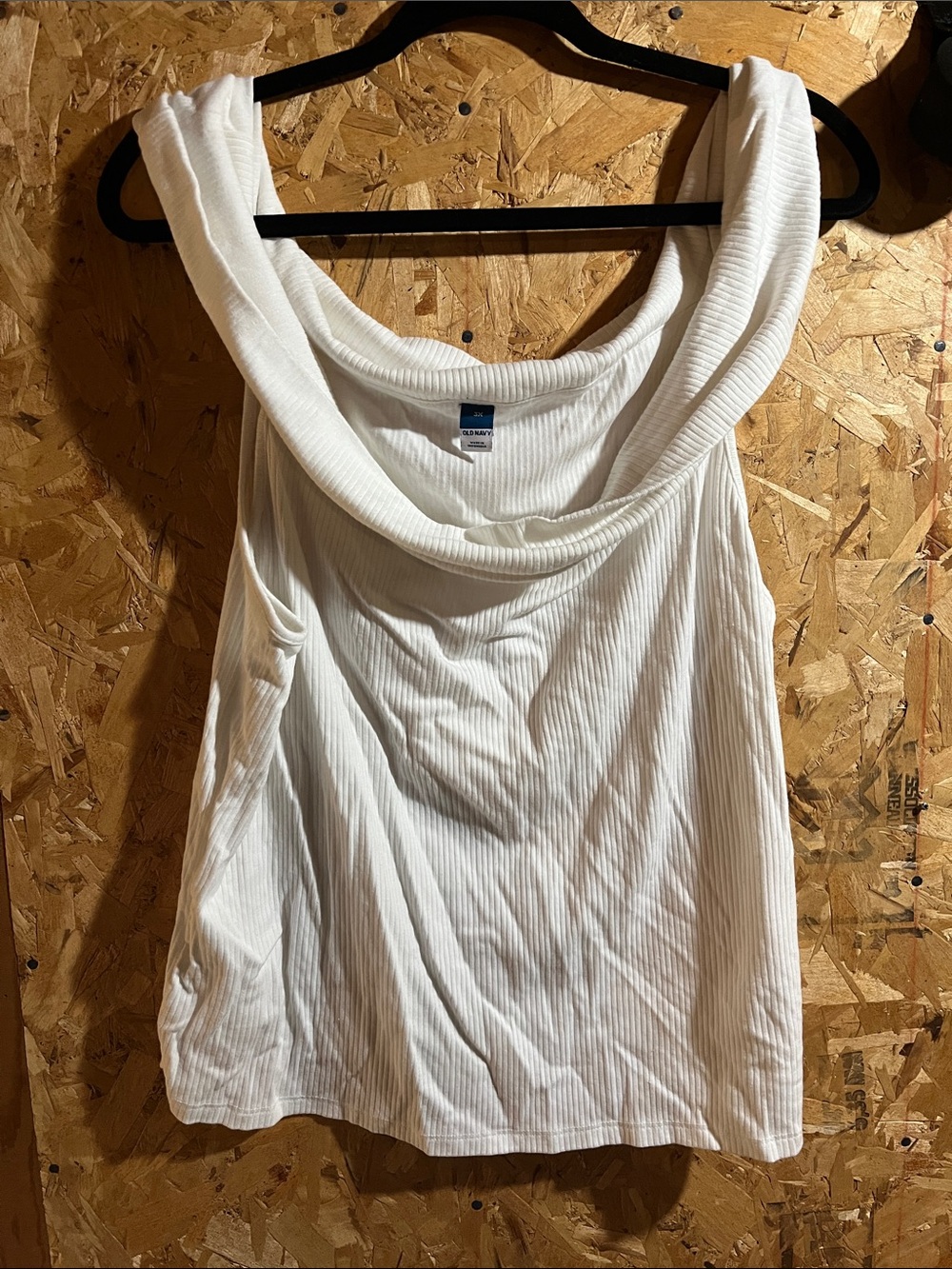 Old Navy White Ribbed Cowl Neck Tank Top